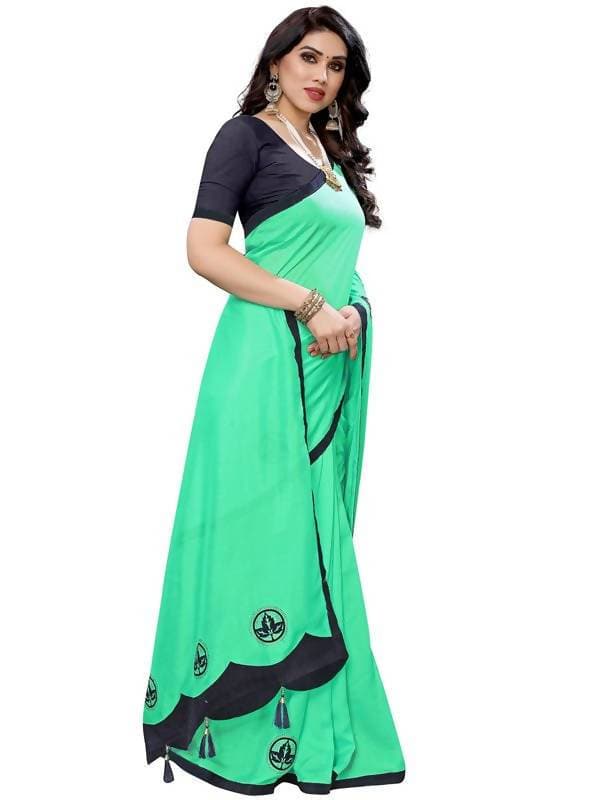 Vamika Designer Green Georgette Saree (TSUNAMI GREEN) | Grocsy
