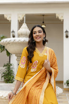 The52 Women's Beautiful Rayon Fabric Printed Work Straight Kurta Pant and Dupatta Set | Grocsy