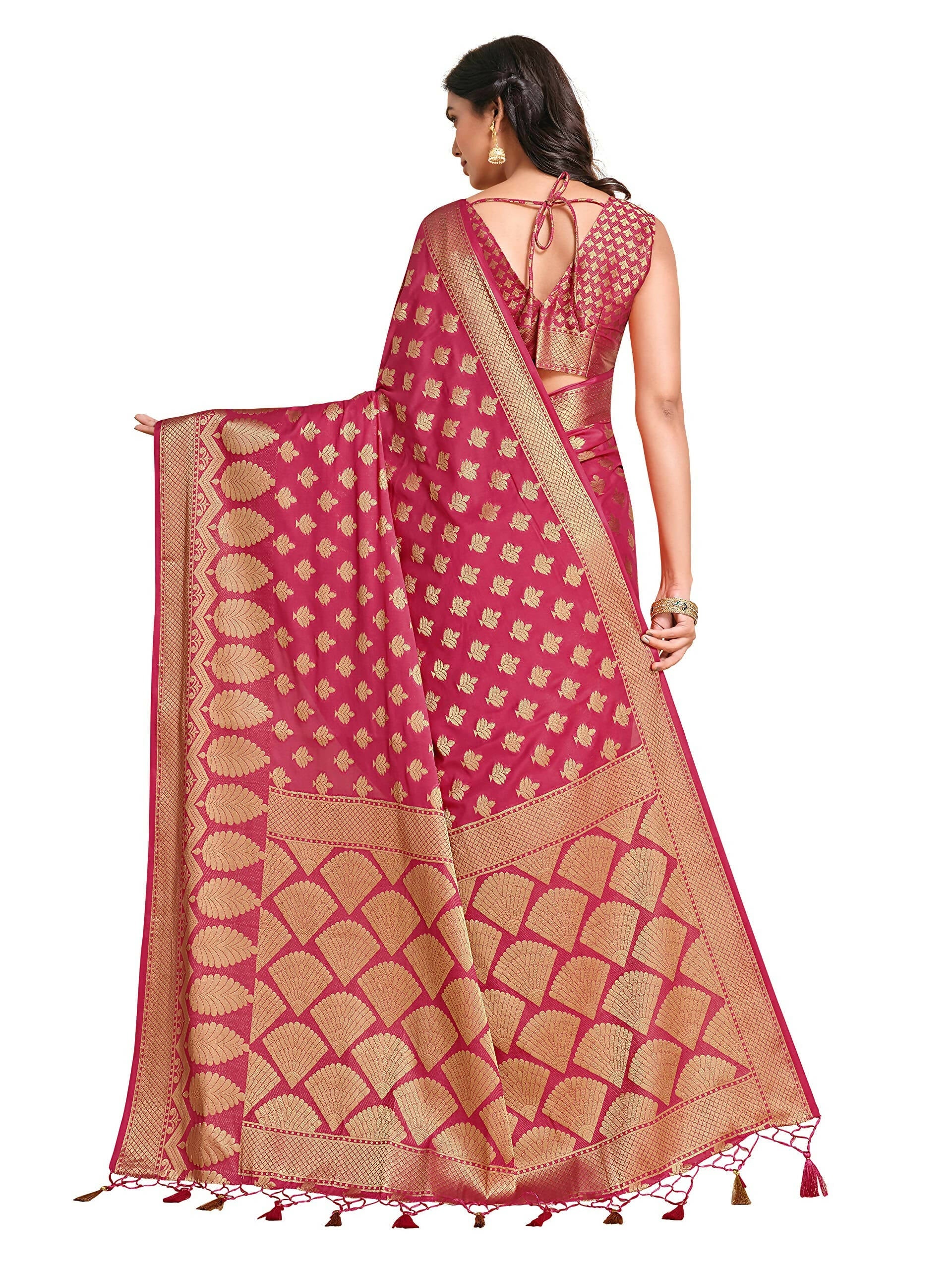 Mimosa Women's Mysore Silk Pink Saree | Grocsy
