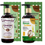 Urbaano Herbal Natural 21 Onion Hair Oil & Fermented Rice Extract Rich Shampoo | Grocsy