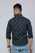 Miravan Men's Blue Floral Print Slim Fit Shirt with Patch Pocket | Grocsy