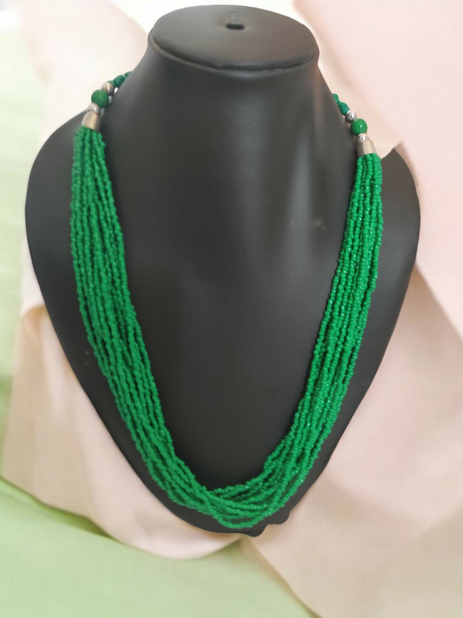 Inhanns Bloom Handmade Beaded Only Necklace - 12 Layers - Dark Green Necklace | Grocsy