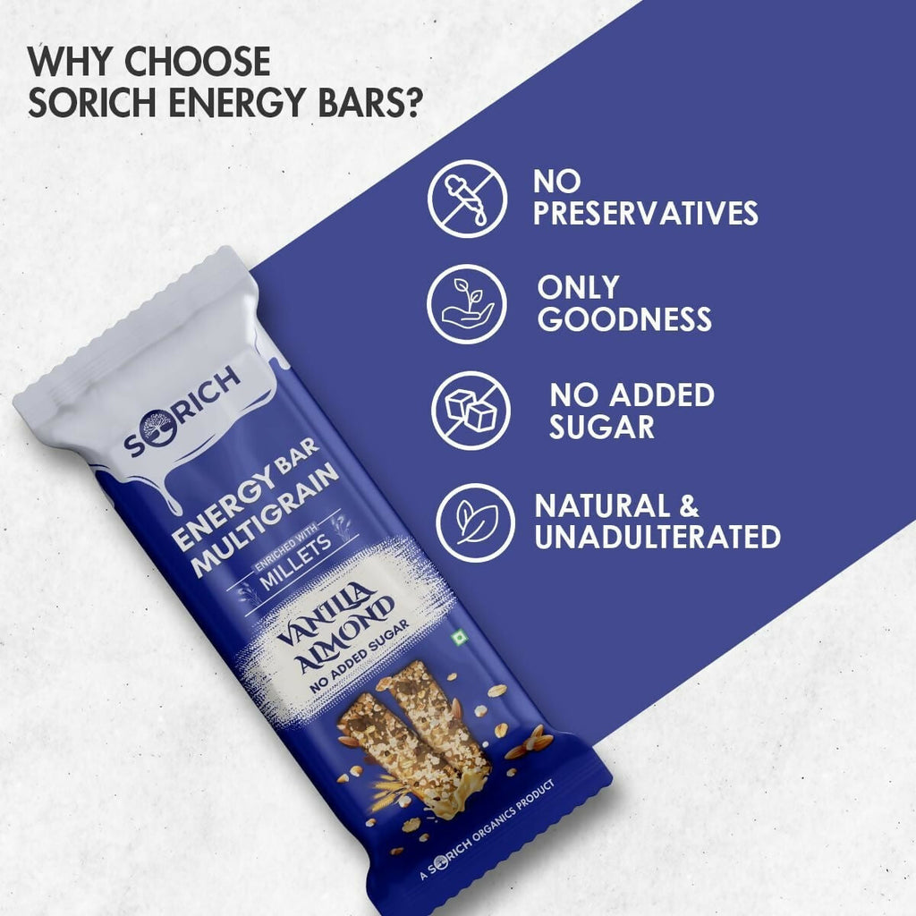 Sorich Organics Multigrain Energy Mini Bars Vanilla Almond | Grocsy