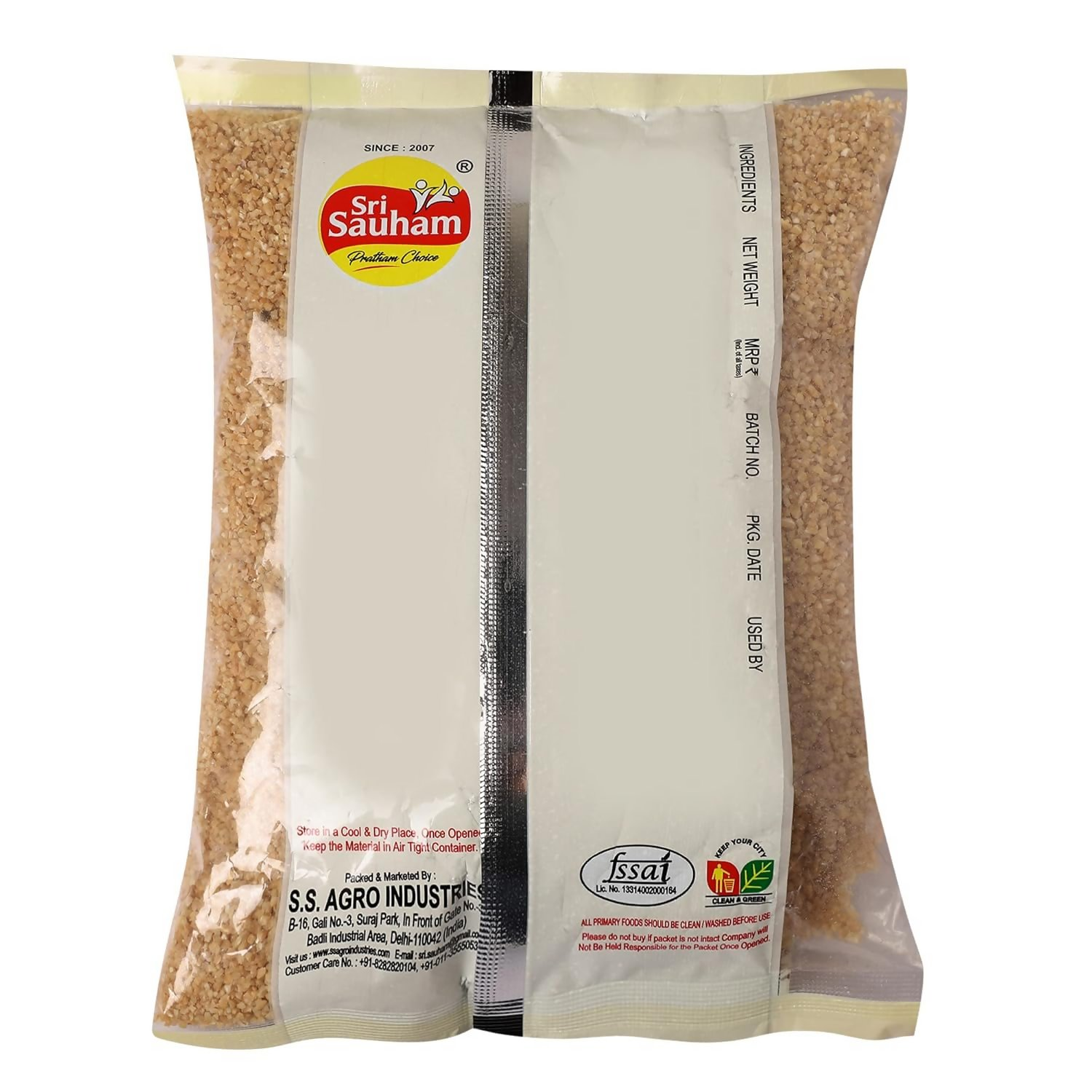 Sri Sauham Premium Roasted Dalia Godhuma Rava & Broken Wheat | Grocsy