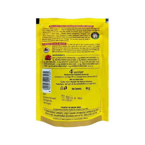 Meera Herbal Hairwash Powder With 11 Naturals Herbs | Grocsy