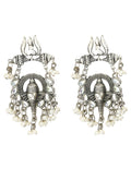 Mominos Fashion Johar Kamal Ganesh Design Silver Color Earrings