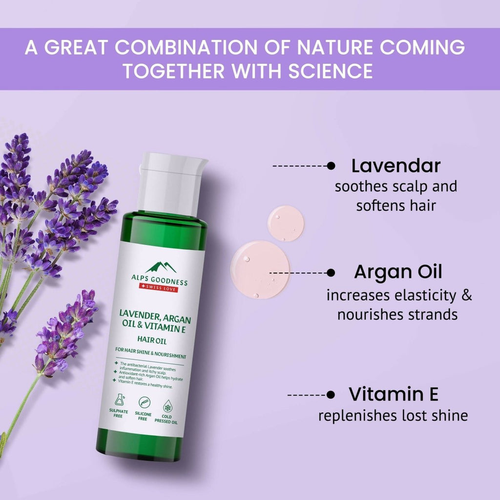 Alps Goodness Lavender, Argan Oil & Vitamin E Hair Oil | Grocsy