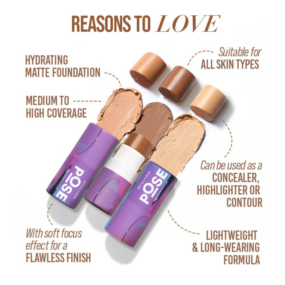 MyGlamm POSE HD Foundation Stick-Golden Honey | Grocsy