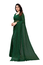 Vamika Ethnic Fire Green Pearls Net Saree | Grocsy