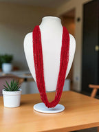 Inhanns Rangsaaz 20-Layer Luxe Long Beaded Only Necklace - Red Only Necklace | Grocsy