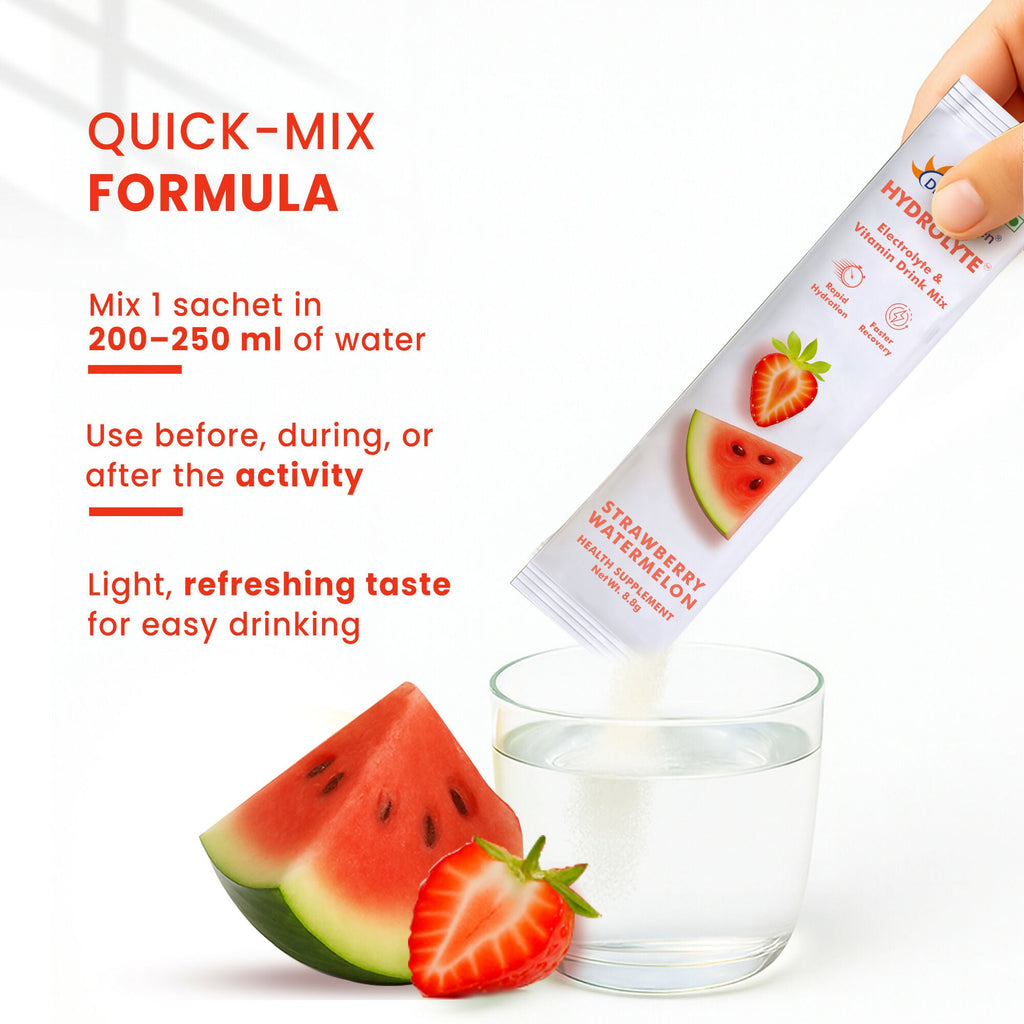 Dr. Morepen Hydrolyte Electrolyte & Vitamin Drink Mix - Strawberry | Grocsy