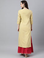 Janasya Women's Yellow Rayon Ethnic motifs Festive Straight Kurta | Grocsy