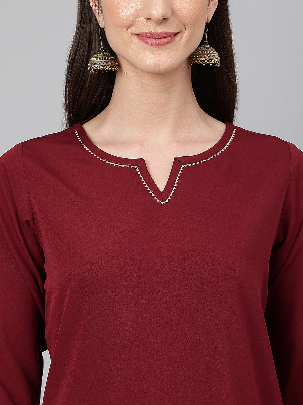 Janasya Women's Maroon Crepe Solid Straight Festival Kurta Set | Grocsy