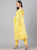 Janasya Women's Yellow Crepe Solid Straight Festival Kurta Set | Grocsy