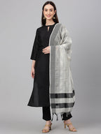 Janasya Women's Black Crepe Silk Solid Straight Festival Kurta Set | Grocsy