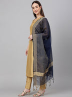 Janasya Women's Gold Crepe Silk Solid Straight Festival Kurta Set | Grocsy