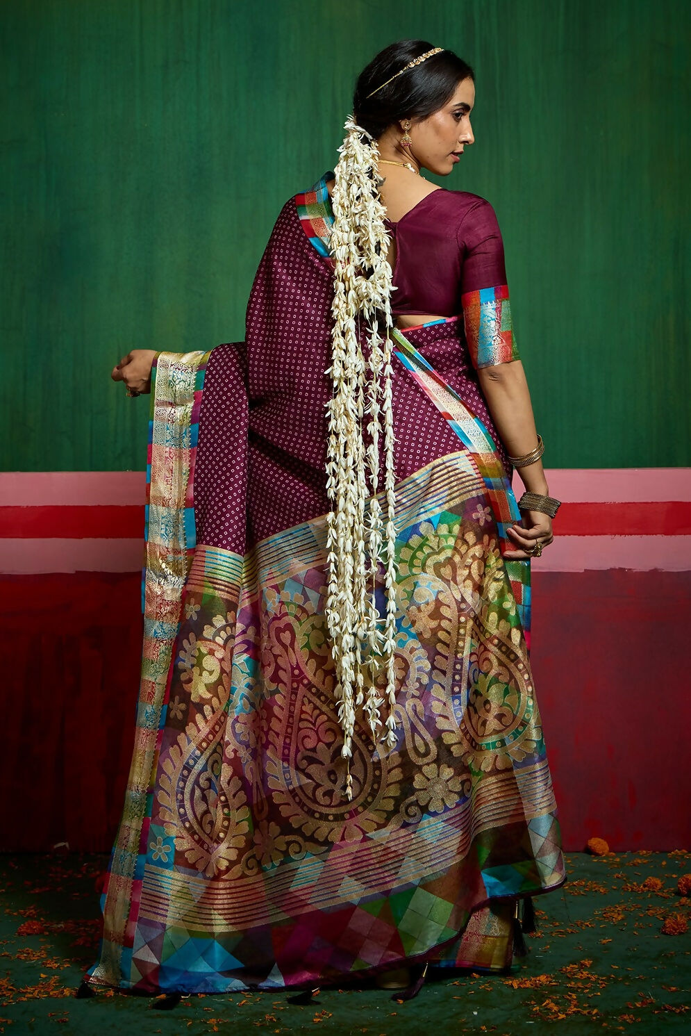 Joban Fashion Tushar Silk Maroon Colored With Zari Border And Designer Pallu Saree | Grocsy