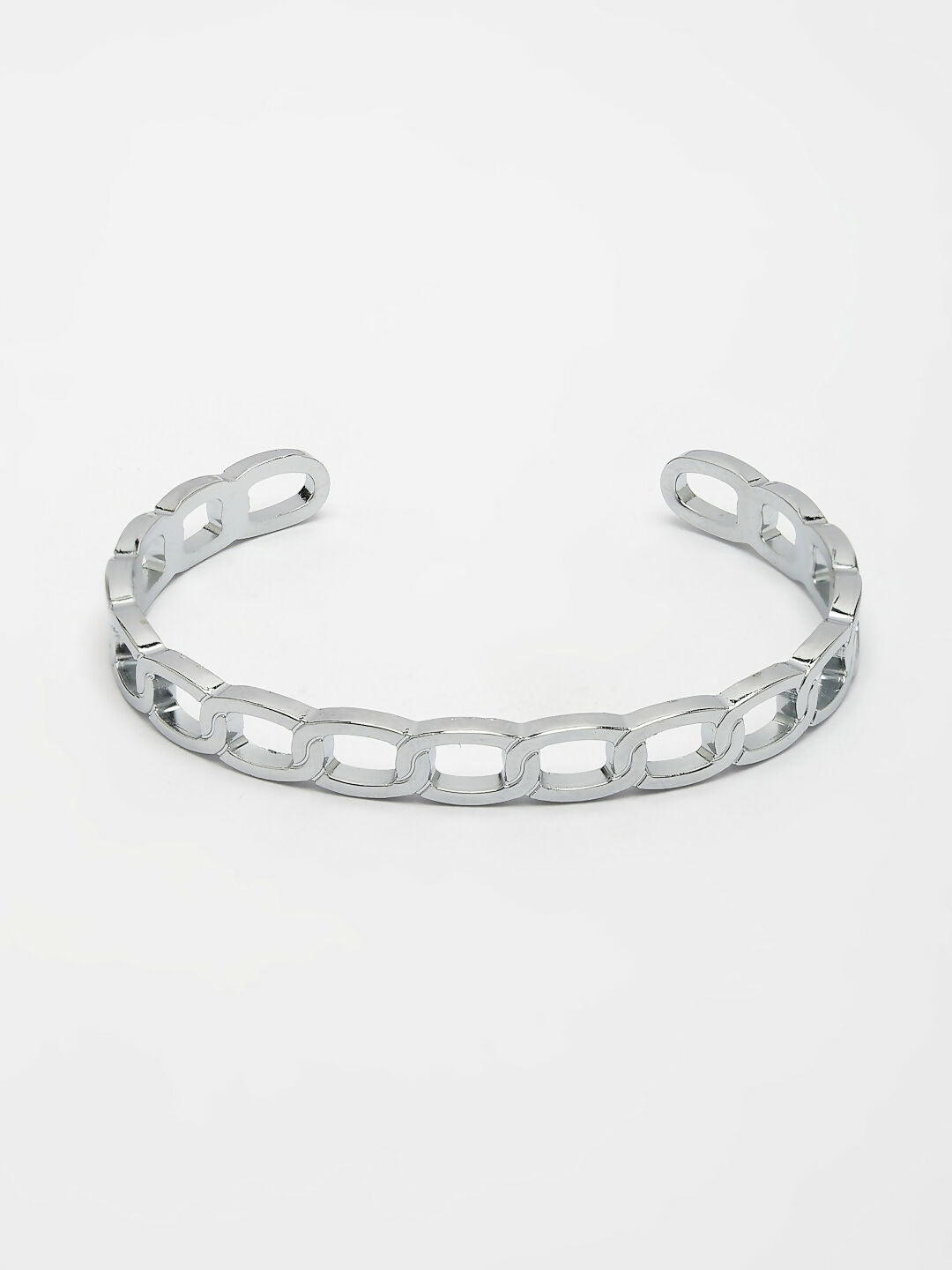 NVR Men's Silver-Plated Metal Cuff Bracelet