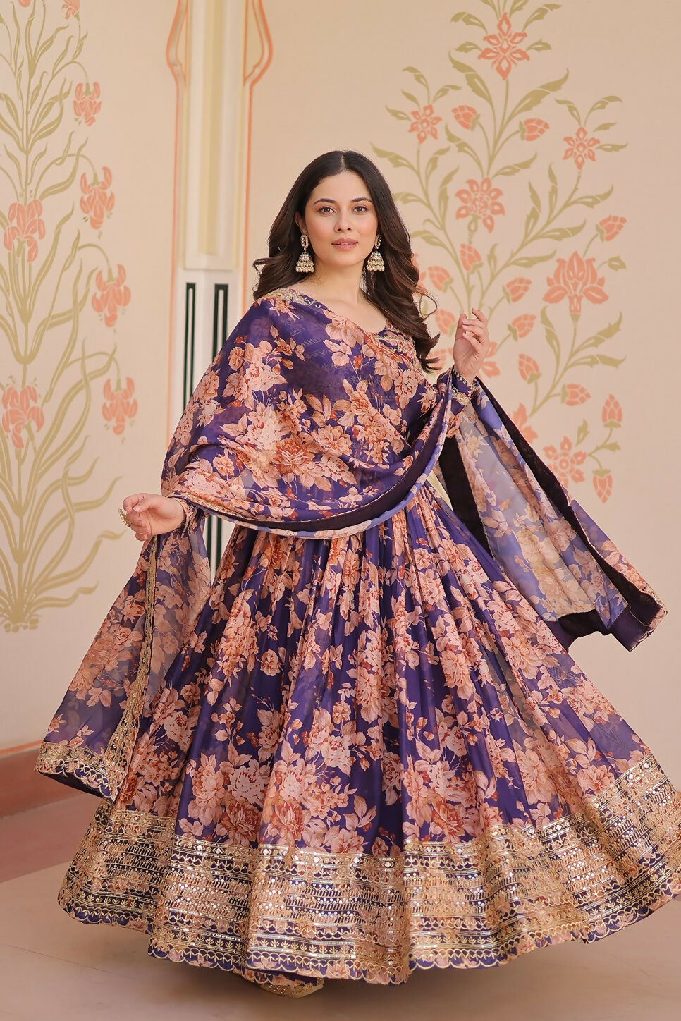 Joban Fashion Purple Silk Sequence Embroidery Work Kurta Set | Grocsy