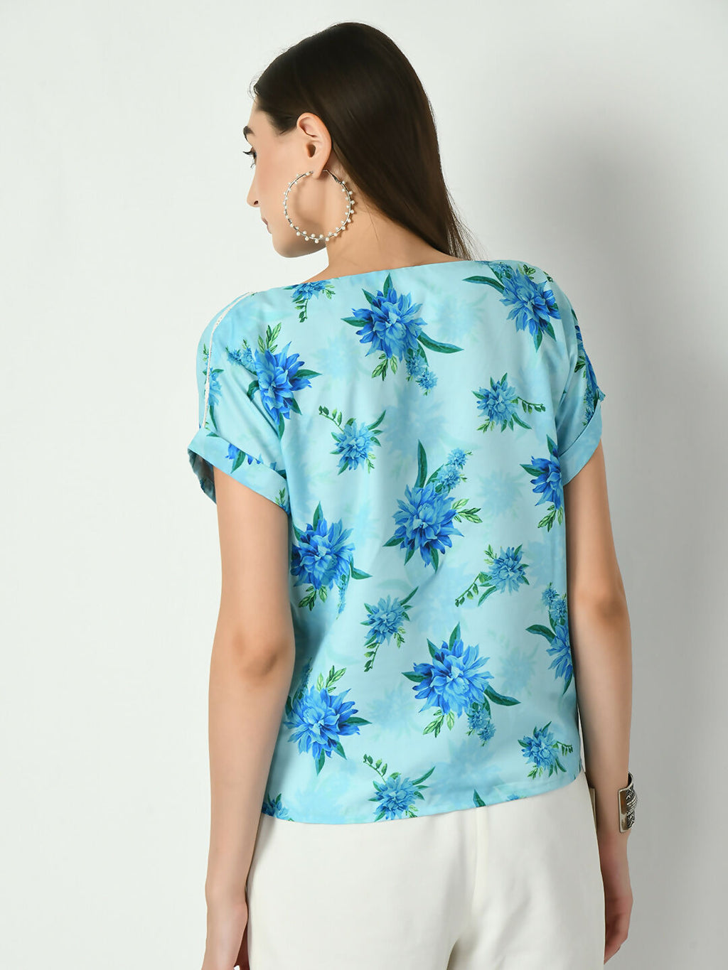Myshka Women's Blue Printed Top | Grocsy