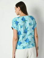 Myshka Women's Blue Printed Top | Grocsy