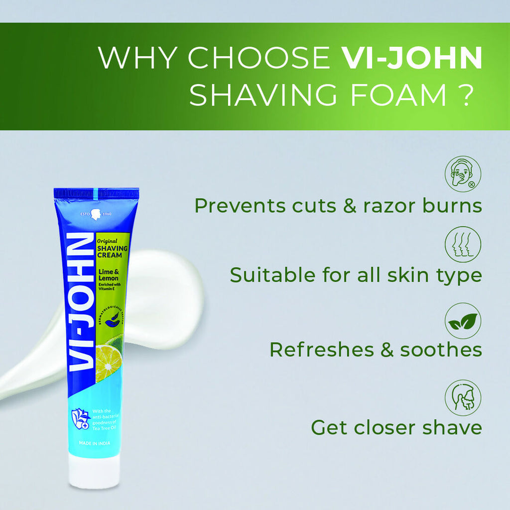 VI-JOHN Dermatologically Tested Vitamin-E enriched Anti Bacterial Lime & Lemon Shaving Cream | Grocsy