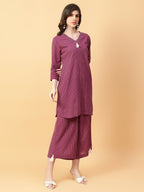 Joban Fashion Purple Cotton Khatha & Hand Work Co-ord Set | Grocsy