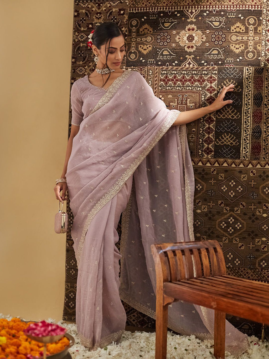 kasee Embellished Embroidered Pure Silk Saree | Grocsy