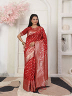 Shree Shyam Fashion Lichi Silk Red Saree | Grocsy