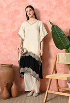 Joban Fashion Off White Cotton Premium Pure Viscose Dola With Kolkata Handwork Kurta set | Grocsy