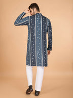 Vastranavya Grey Exclusive Festival Wear Pure Viscose Rayon Sequence & Foil Mirror Heavy Embroidered Work Kurta | Grocsy