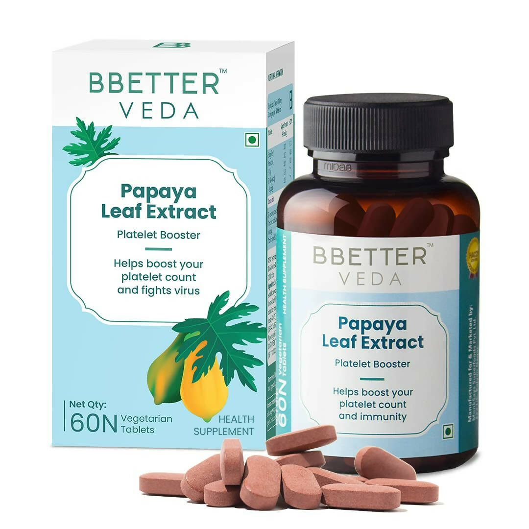 BBETTER Veda Papaya Leaf Extract Platelet Booster Tablets | Grocsy