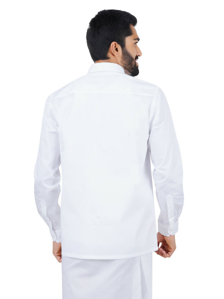 Ramraj Cotton Mens Full Sleeve White Shirt Plus Size - Royal Cotton | Grocsy