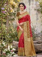 Shree Shyam Fashion Red Soft Silk Saree | Grocsy