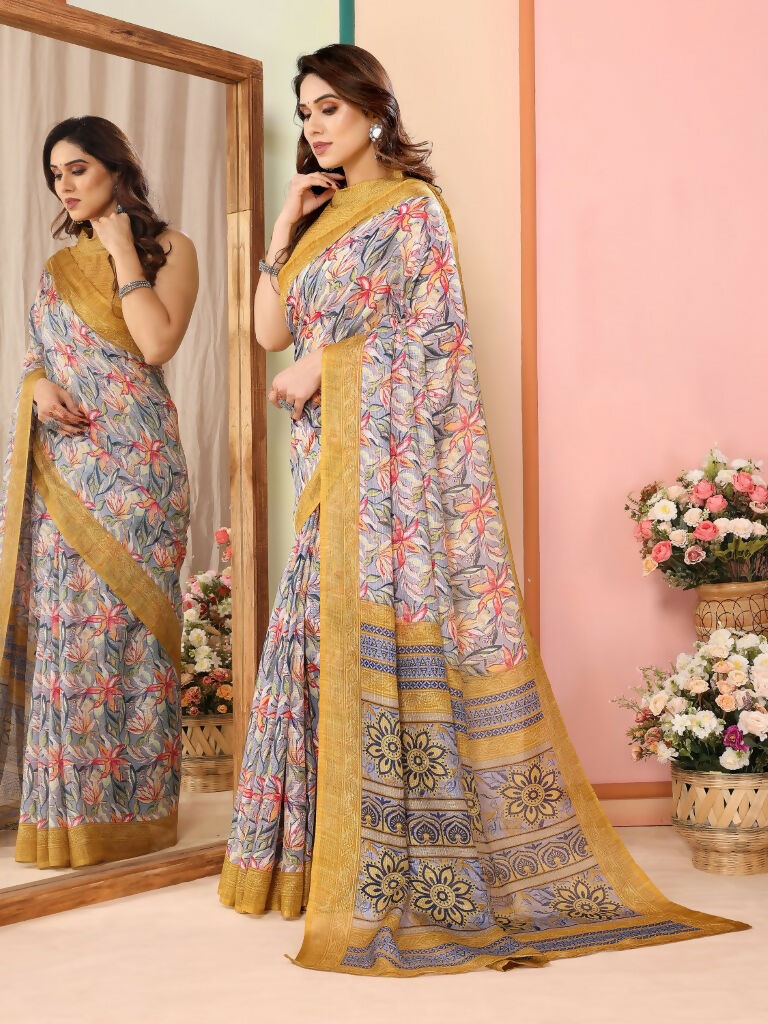 Partywear Designer Mustard Kota Doriya Fancy Saree - Dyuti | Grocsy