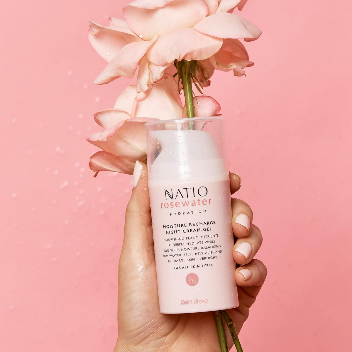 Natio Rosewater Moisture Recharge Night Cream Gel | Grocsy