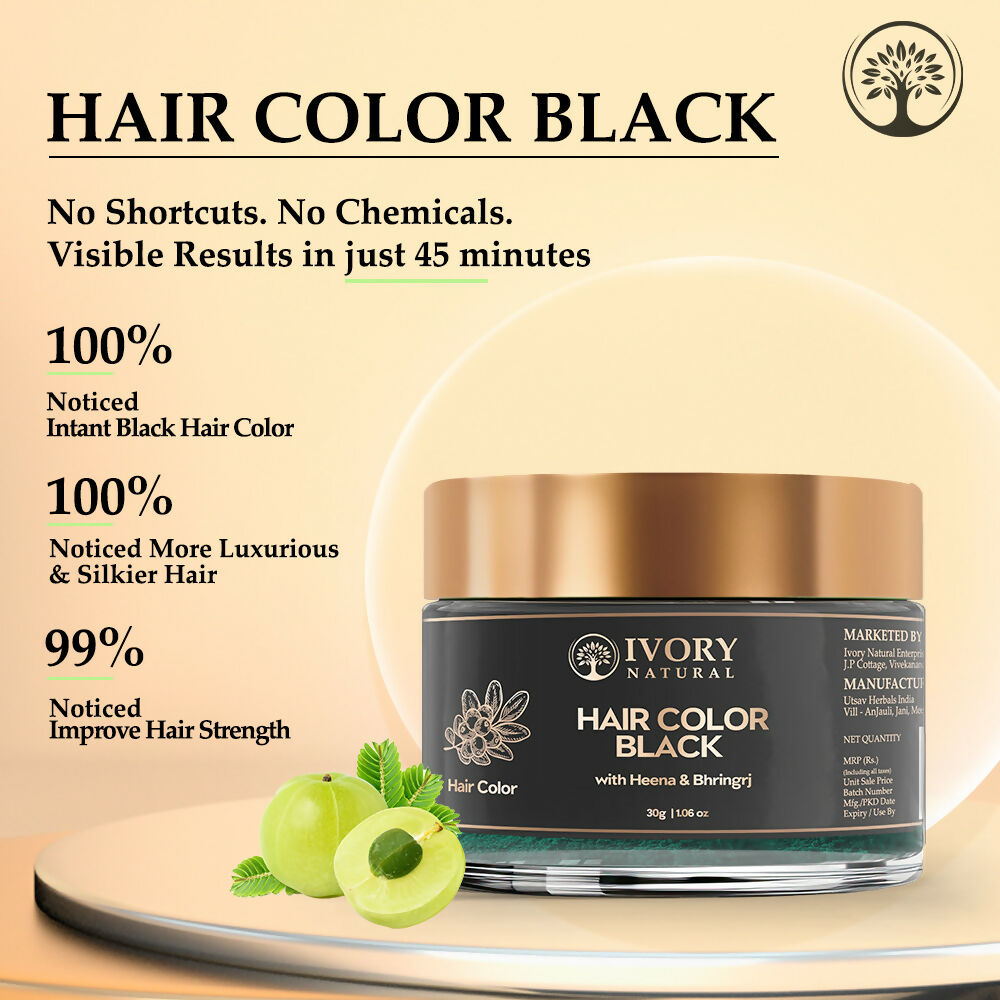 Ivory Natural Black Hair Color - Plant-Based Natural Hair Color - Both For Men Women | Grocsy