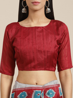 Saree Mall Maroon & Blue Printed Bhagalpuri Saree | Grocsy