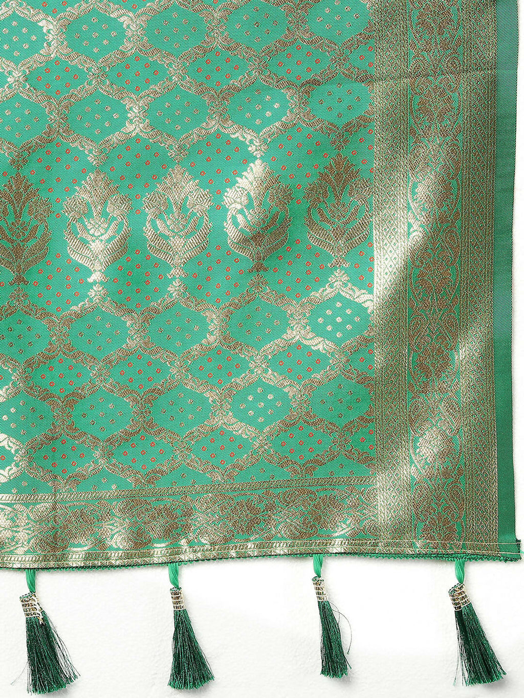 Lorenvalley Fashion Blue & Green Patola Silk Woven Design Meenakari Weaving Saree | Grocsy