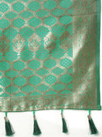 Lorenvalley Fashion Blue & Green Patola Silk Woven Design Meenakari Weaving Saree | Grocsy