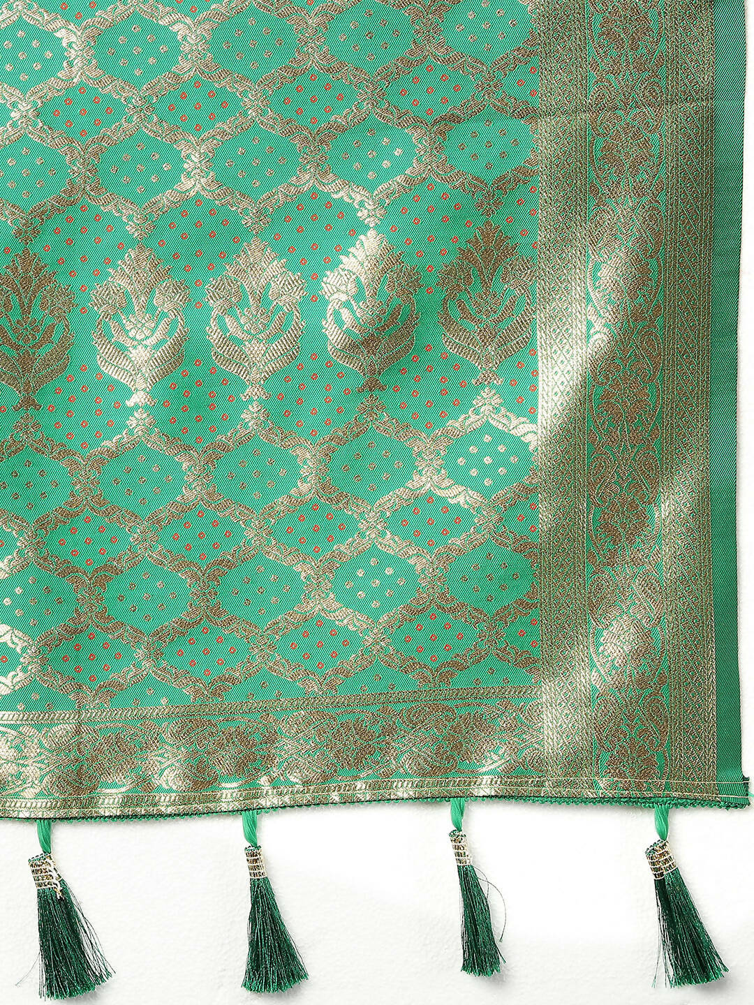 Lorenvalley Fashion Blue & Green Patola Silk Woven Design Meenakari Weaving Saree | Grocsy