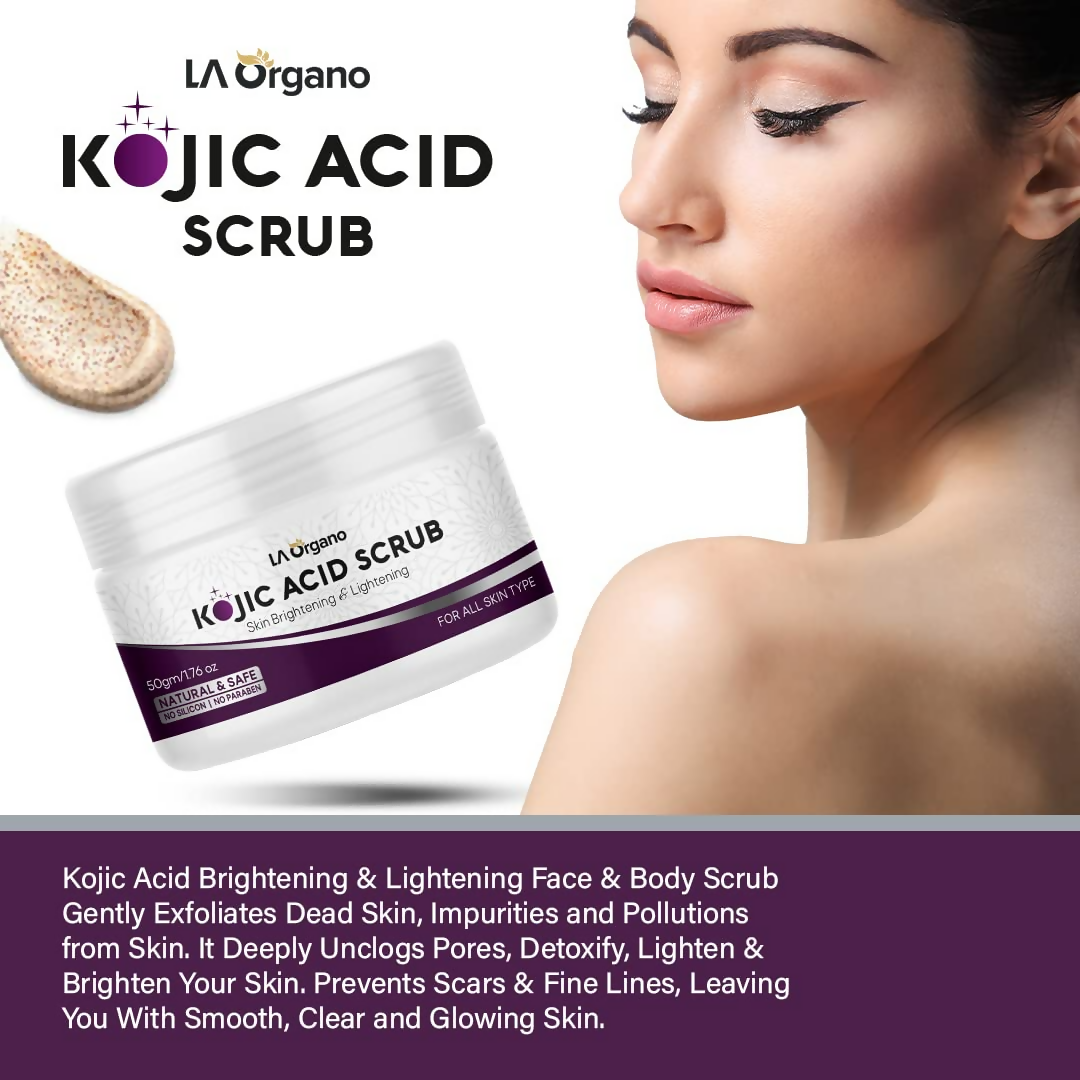 LA Organo 1% Kojic Acid Skin Lightening & Brightening Face & Body Scrub | Grocsy