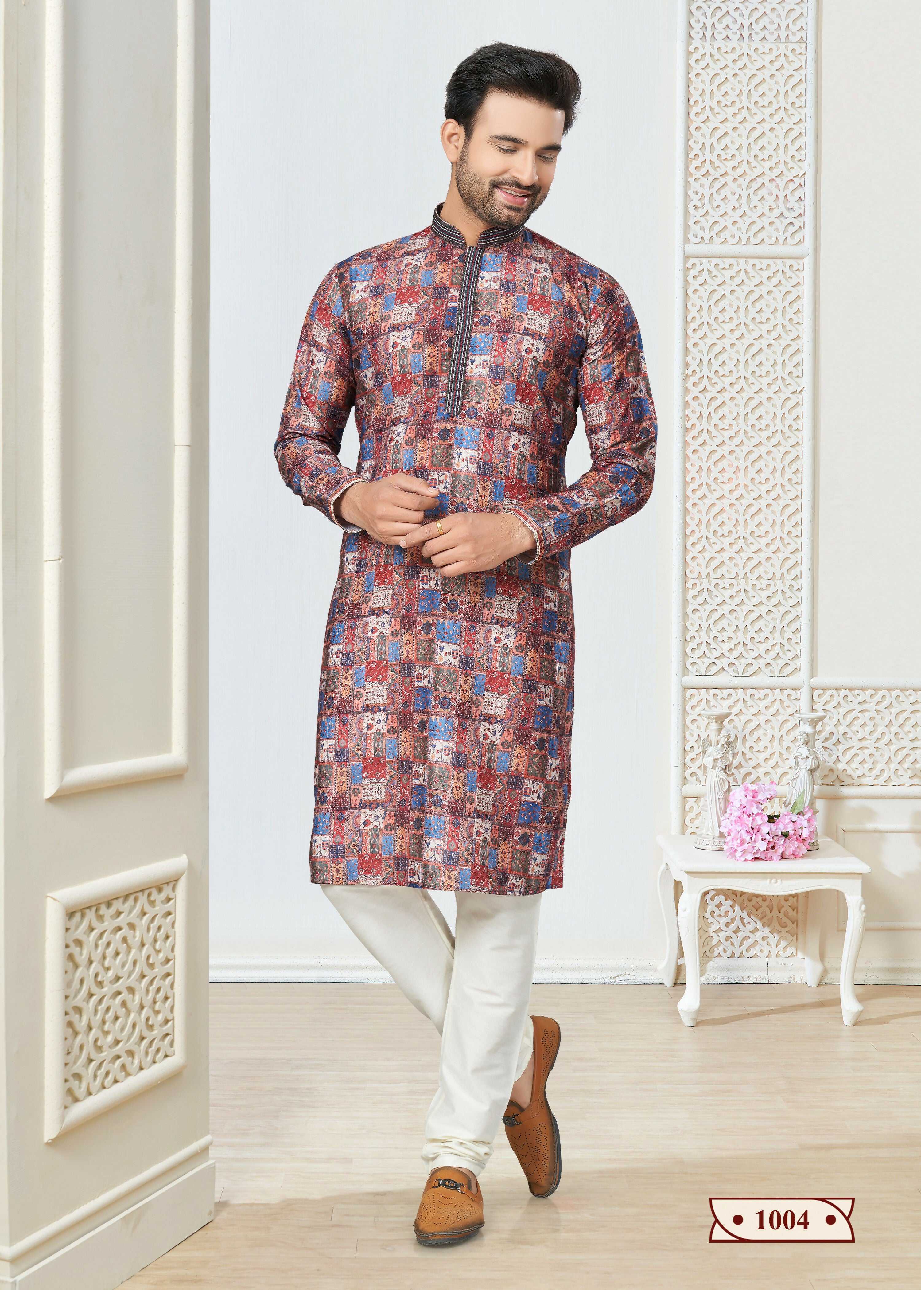 Joban Fashion Men's multicolor Cotton printed Kurta Pyjama set | Grocsy