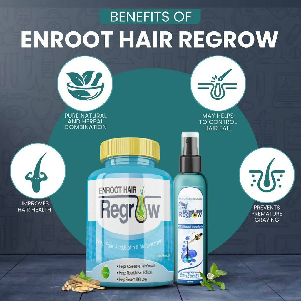 Divya Shree Enroot Hair Regrow Capsule & Oil Nourish & Cleanse Hair Kit | Grocsy