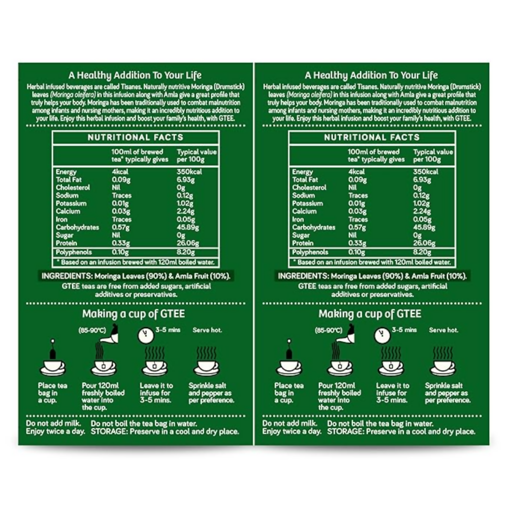 Gtee Moringa Tea Bags | Grocsy