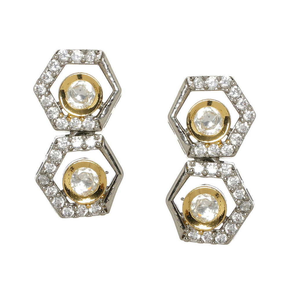 Duet Silver and Gold Earrings (Silver) - Ruby Raang | Grocsy
