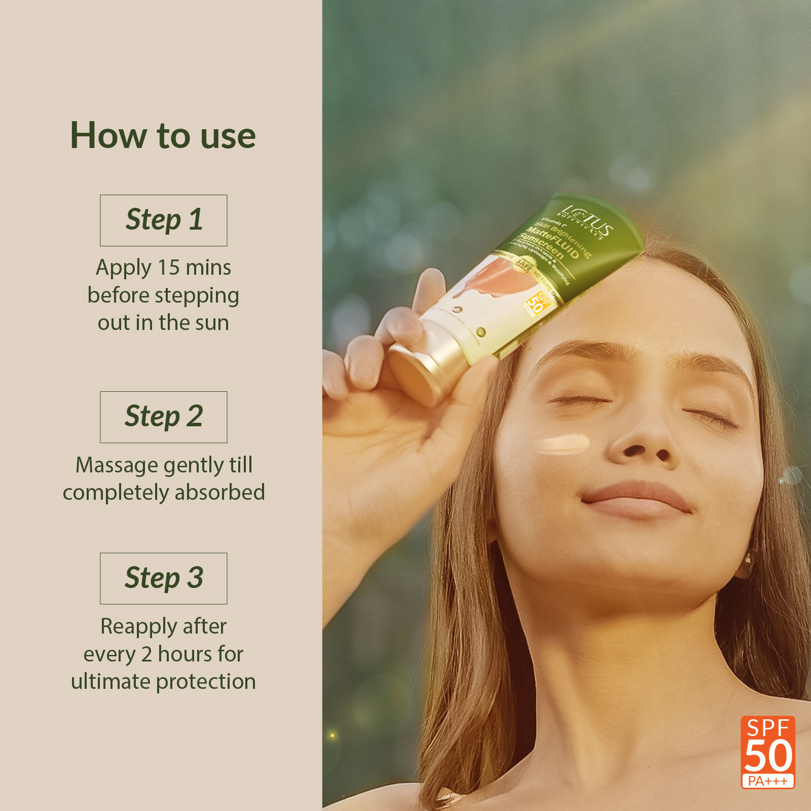 Lotus Botanicals 100x Vitamin C Matte Fluid Sunscreen, Sun Protect & Skin Brightening, SPF 50, PA+++ | Grocsy