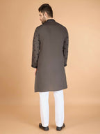 Vastranavya Brown Exclusive Festival Wear Viscose Silk Thread with Sequence Embroidered Work Kurta with Dupatta | Grocsy