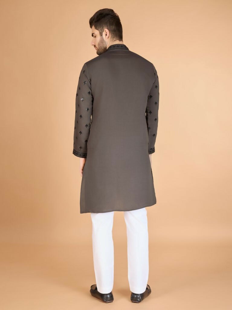 Vastranavya Brown Exclusive Festival Wear Viscose Silk Thread with Sequence Embroidered Work Kurta with Dupatta | Grocsy