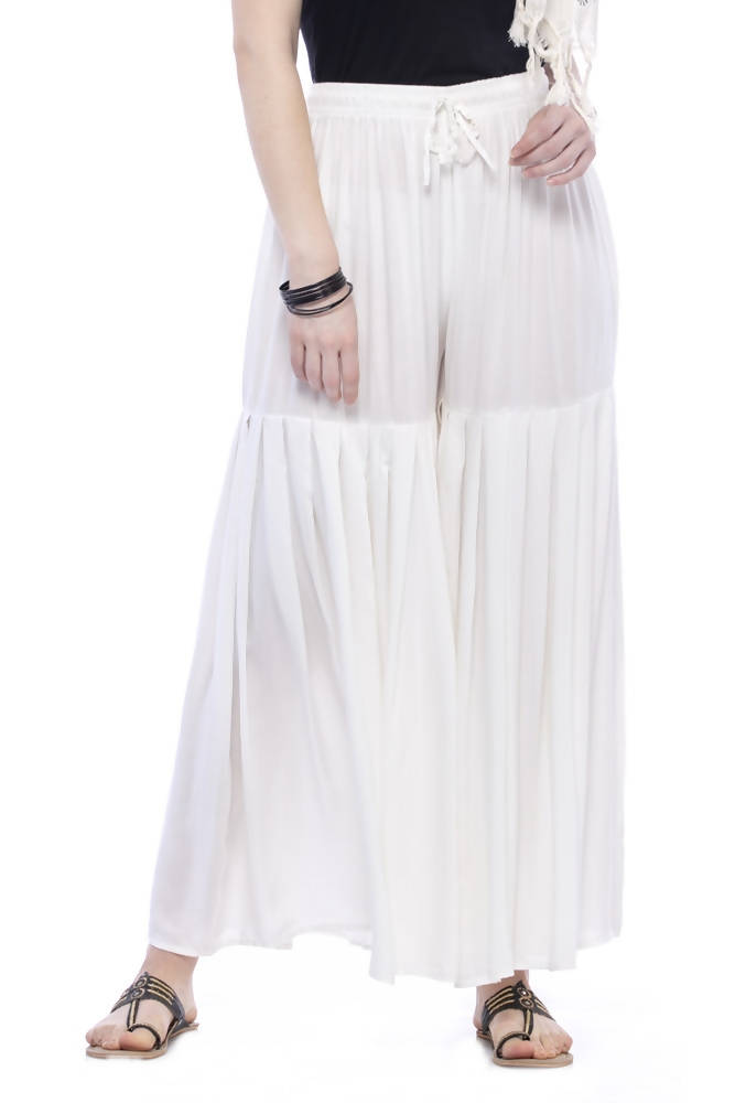 Mominos Fashion Reyon Cotton Off White Palazzo | Grocsy